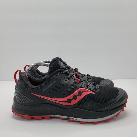 Saucony Peregrine 10 Womens Trail Running Shoes Black Red S10557-20 US Size 10.5 - Picture 1 of 8